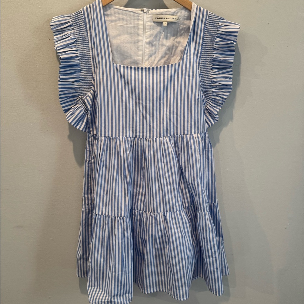 English Factory Blue and White Striped Kids Dress